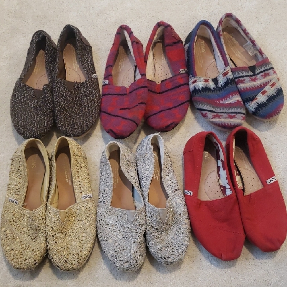 TOMS Women's Flats - Red, Cream, and Gray Collection